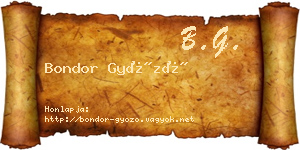 Bondor Győző névjegykártya